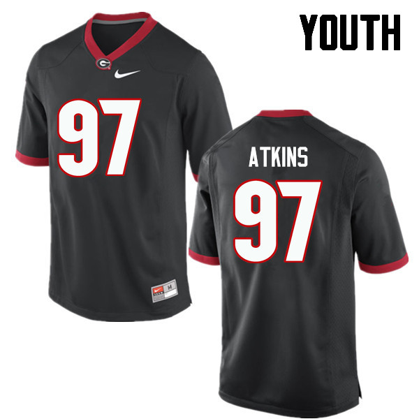 Youth Georgia Bulldogs #97 John Atkins College Football Jerseys-Black